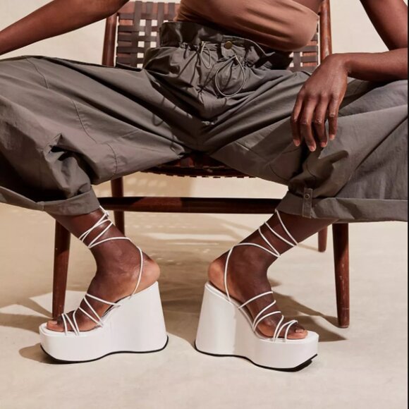 Free People Shoes - New Free People + Jeffrey Campbell Sydney Wrap Wedges Size 8.5 MSRP: $168 white